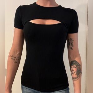 Black Cut Out Basic Top